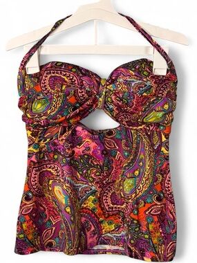 Victoria's Secret Multicolor Paisley Halter Swim Tankini Top - Pink & Purple